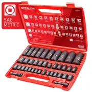 Impact Socket Set, 40 Pieces | SAE & Metric - Standard and Deep Sockets. Incl...