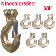 6Pcs 3/8" G70 Heavy Duty Forged Steel Clevis Slip Hook w/Safety Latch