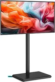 Rfiver Floor TV Stand with Wood Base for 32-60 inch Flat/Curved TVs up to 88 lbs, Swivel Height Adjustable TV Stand with Mount, Max VESA 400x400mm, Saving Space for Corner, Bedroom and Living Room
