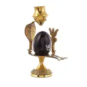 Brass Shiva Linga Abhishek Patra with Trishul and Nag for Home Pooja-1 pc