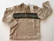 NWT Gymboree Arctic Adventure 2T-3T Tan Heather Stripe Half Zip Fleece Pullover