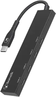 Bonelk Long-Life USB-C to 4 Port USB-C 3.0 Slim Hub (Black)