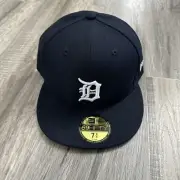 New Era Cap Detroit Tigers Dark Navy Blue Fitted Hat Authentic Size 7 3/4