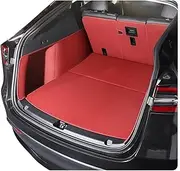 Compatible with Tesla Model Y Custom Fit Trunk Mat Car Interior Accessories Durable Genuine Leather Carpet for Back Storage Trunk Cargo Mat(Burgundy)
