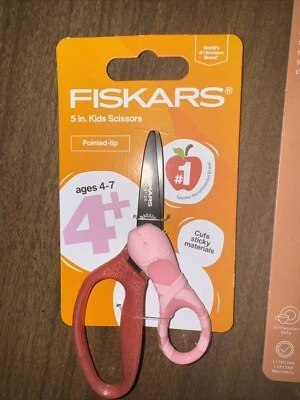 Fiskars Scissors Kids Age 4+ Pointed Tip Rainbow 5”-NEW!