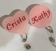 retractable badge holder Pretty Pink With Your Name.
