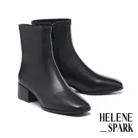 在飛比找Yahoo奇摩購物中心優惠-短靴 HELENE_SPARK 極簡復古時尚羊皮方頭高跟短靴