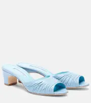 [Manolo Blahnik] Manolo Blahnik Piruabar gathered leather mules AU 10 blue