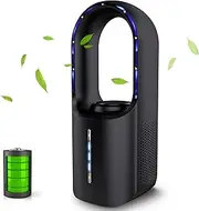 SISMEL Portable Desk Fan, 11.8 Inch Bladeless, Quiet Table Fan with 3 Cooling Speeds, Rechargeable Battery Operated, Aromatherapy for Bedroom