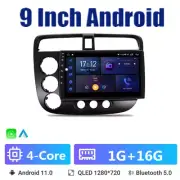 9in Car Android Stereo Multimedia GPS Navigation GPS Audio Radio for Civic 00-26
