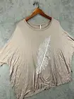 G&G Womens Small Oversized Tops NWT Tunic Beige Feather Shirt Side Slits Dolman