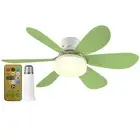Ceiling Fan LED Lamp E27 Socket Fan Light Remote 52cm (Green Crystal Shell) Hot