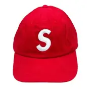 Supreme SS21 Fine Wale Corduroy S Logo 6-Panel Cap Red