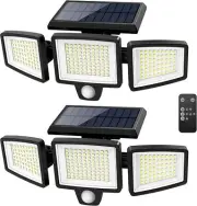 2 Pack, Solar Outdoor Lights 2500LM 210 LED Security Lights with Remote Control,
