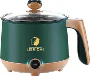 Lertenys Electric Hot Pot Mini Hot Pot Electric Noodle Pot Electric Hot Pot Ramen Pot Multi-functional Small Non-stick Pan 1.8L (Green)