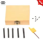 5 Pcs 1/4" Lathe Indexable Carbide Insert + Turning Tooling Bit Holder Set
