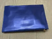 ULTA3 ELECTRIC BLUE METALLIC Large Flat Pouch makeup bag Rose Gold Zip Ulta