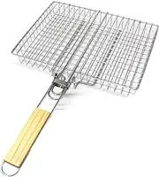 PUCHEN Grill Baskets - Square Stainless Steel Barbecue Mesh, Fish, Shrimp, Mutton, Steak, Broccoli, Vegetable, Potato Grill Basket for Outdoor BBQ