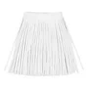 1 Yard 8 Inch Faux PU Leather Fringe Trim Tassel Fringe for Sewing, White