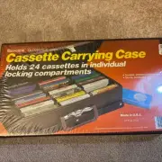 Vinyl Cassette Case Carrier Tape Briefcase Carrying Portable Storage Holds 24