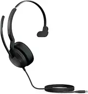 Jabra Evolve2 50 Wired Mono Headset with Jabra AirComfort Technology, Noise-Cancelling Mics, and Active Noise Cancellation - Works with All Leading UC Platforms Such as Zoom and Google Meet - Black