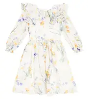 [Petite Amalie] Petite Amalie Ruffled floral linen dress Y 10 white