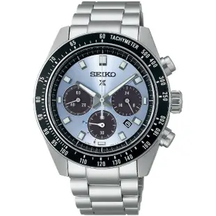 【SEIKO 精工】PROSPEX SPEEDTIMER 冰藍熊貓錶 太陽能三眼計時手錶 送行動電源(SSC935P1/V192-0AH0U)