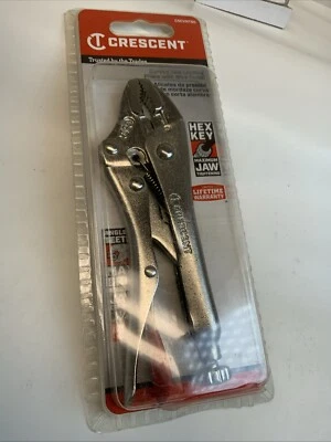 CRESCENT 5 in. Curved Jaw Steel Locking Pliers Wire Cutter C5CVNTSC Hex Key Jaw