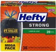 Extra Strong Lawn & Leaf Drawstring Bag, Black, 39-Gal., 38-Ct. -E87038
