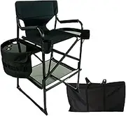 Folding Makeup Artist Chair,Aluminum Tall Director's Chair,Movie Camping Folding Makeup Artist Chair with Side Table,Heavy Duty Folding Barstool for Indoor Patio Lawn