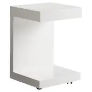 Maklaine 16" Modern Wood C-shaped End Table in High Gloss White