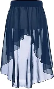 [Choomomo] Irregular Chiffon Dance Skirt for Kids Girls Ballet Pull-On High-Low Elastic Waistband Skirts