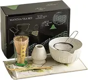 Xatteua Matcha Tea Set - Japanese Matcha Set Matcha Tea Traditional Whisk Set,Starter Kit with Sifter, Scoop, Matcha Bowl, Whisk Holder for Matcha Making