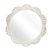 [Florabelle Living] Belle Rattan Scallop Round Mirror White