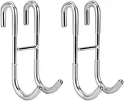 Simtive Stainless Steel Shower Hooks (2-Pack), Towel Hooks for Frameless Glass Shower Door, Silver