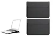 2Pcs PU Leather Sleeve Case Pouch Laptop Bag With Stand For Macbook 11 13 15 Inches-Black