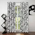 Black Grey White Geometric Curtains 2 Panels Sets Abstract Line Modern Art Pa...