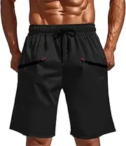 [Generic] Men White Shorts Sport Compression Men's Joggers Sweatpants Multi Pack Open Zip Pockets Flared Trousers Pyjama with Knee Pads Cargo Zipped Basketball Work Elasticated Waist Wide Leg