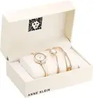 Anne Klein Women's Crystal Accented Watch Bangle Set AK/3292-LPST