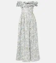 [Agua by Agua Bendita] Agua by Agua Bendita Espliego ruffled floral linen maxi dress UK 12 blue