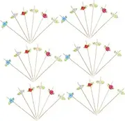 SOLUSTRE 100pcs Rose Flower Toothpicks for Appetizers Long Cocktail Picks Decorative Skewer Sticks for Parties Family Gatherings and Events Safe Practical and Easy Cleanup