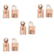 Cord End, 144 Copper Plated Steel 7x3mm Fold Over Cord Ends with Ring *