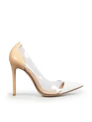 Leather & PVC Plexi Pointed Toe Pumps