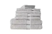 8pc Canningvale Royal Splendour Home Decor Bathroom Bath Towel Set Silver