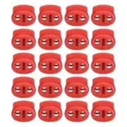 0.7x0.8" Cord Locks, 100 Pack Double Hole Spring End Toggle Stopper, Red