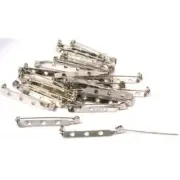 25 Nickel Plated Pin Backs 38 x 5mm Badge Craft Making Parts