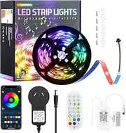 ALITOVE RGB IC LED Strip Light Fantasy Color 5M LED Light Strip for Bedroom Game Room Decor with App Control and Remote Music Sync Flexible LED Strip for TV Kitchen Bar DIY Lighting
