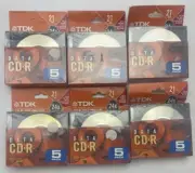 TDK Data CD-R 5 Pack Lot (30 Total) 21 Min / 185 MB 7 - Up to 24x Compatible