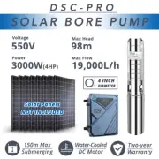[Pro] 4" Solar AC/DC Water&Resin Encapsulated Bore Pump 3000W 4HP 19m3 98m BLDC
