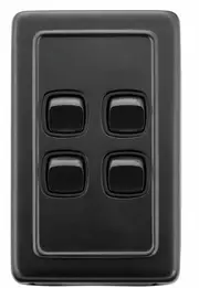 Tradco 5345 4 Gang Flat Plate Rocker Switch Matte Black